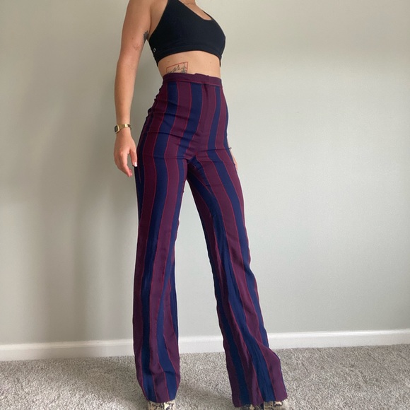 Express size 00R super high waisted striped flare pants - Picture 3 of 4